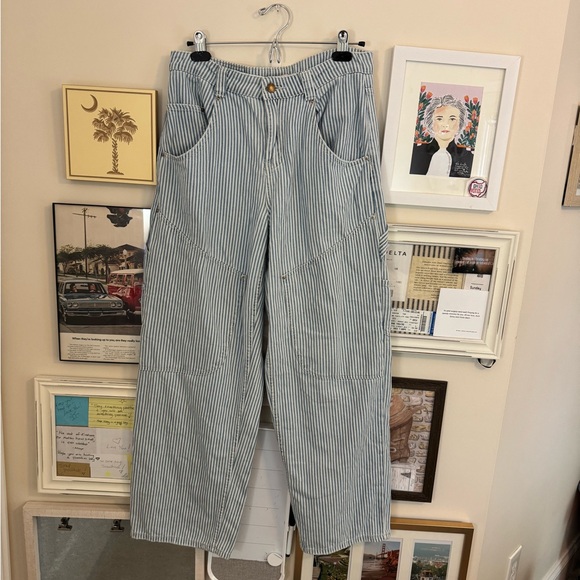 URBAN OUTFITTERS BDG 29 Striped Blue and White Carpenter Pants - Picture 1 of 5